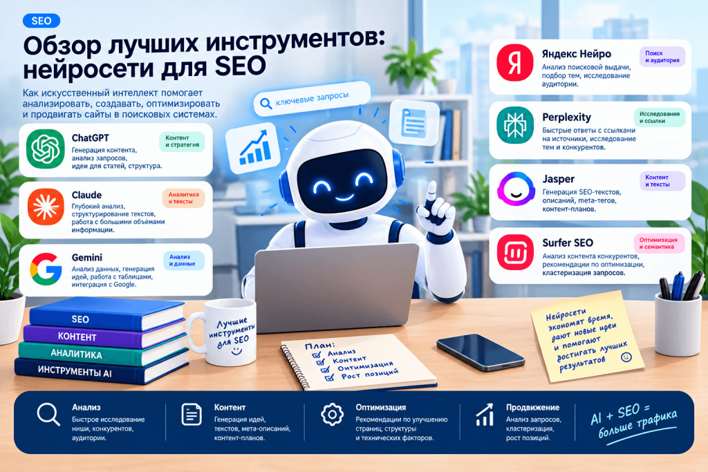 Обзор лучших инструментов: нейросети для SEO